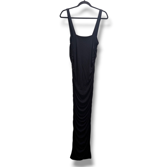 GOOD AMERICAN Black Squareneck Ruched Sleeveless Bodycon Maxi Dress- L (3) - Picture 6 of 13